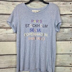 H&M L.O.G.G. Womens City Graphic Tee Blue L